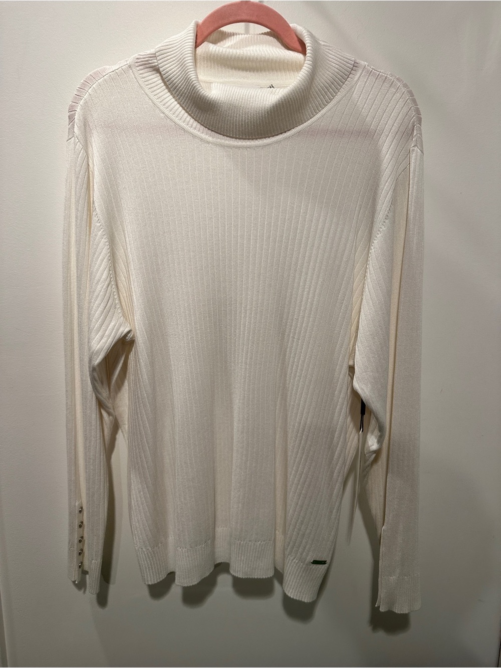 NEW Calvin Klein White Ribbed Turtleneck Sweater 2X